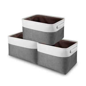 Storage Baskets, 3-Pack, Light Grey/White