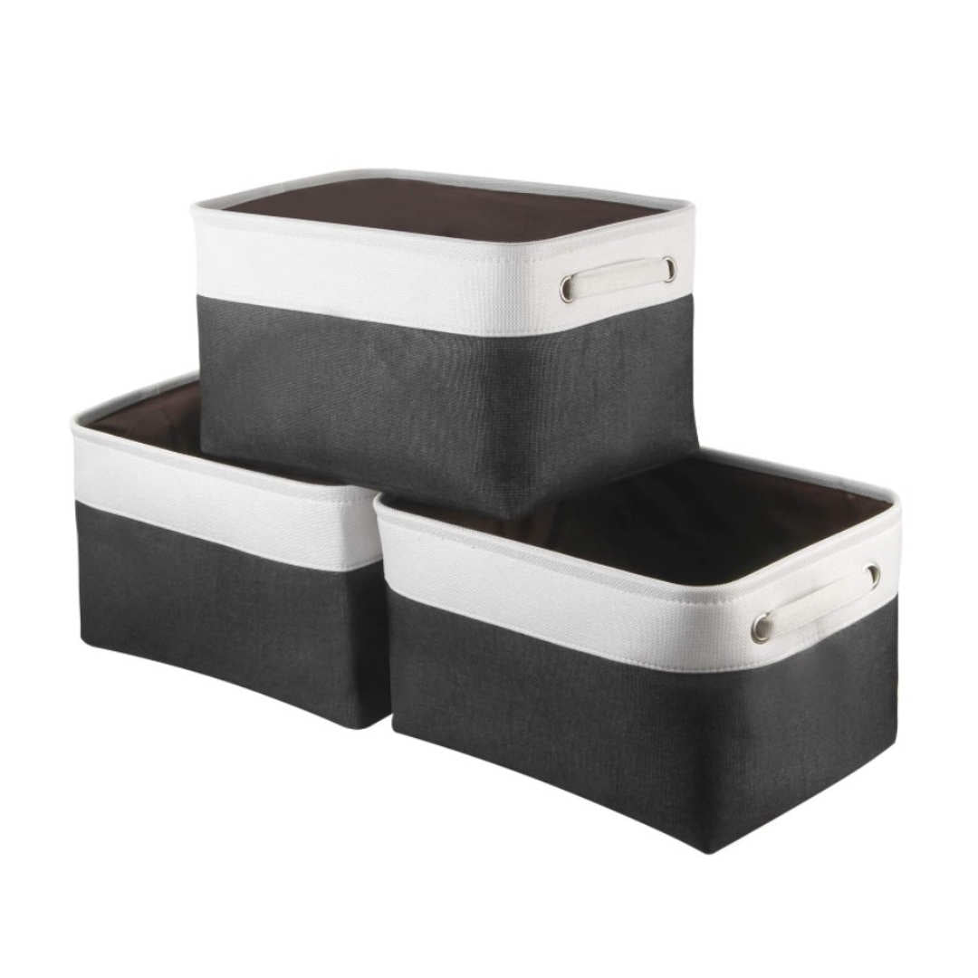 Storage Baskets, 3-Pack, Dark Grey/White
