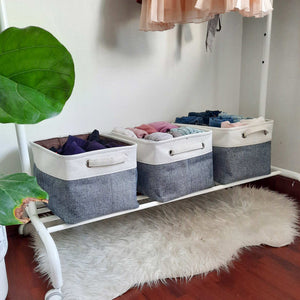 Storage Baskets, 3-Pack, Light Grey/White