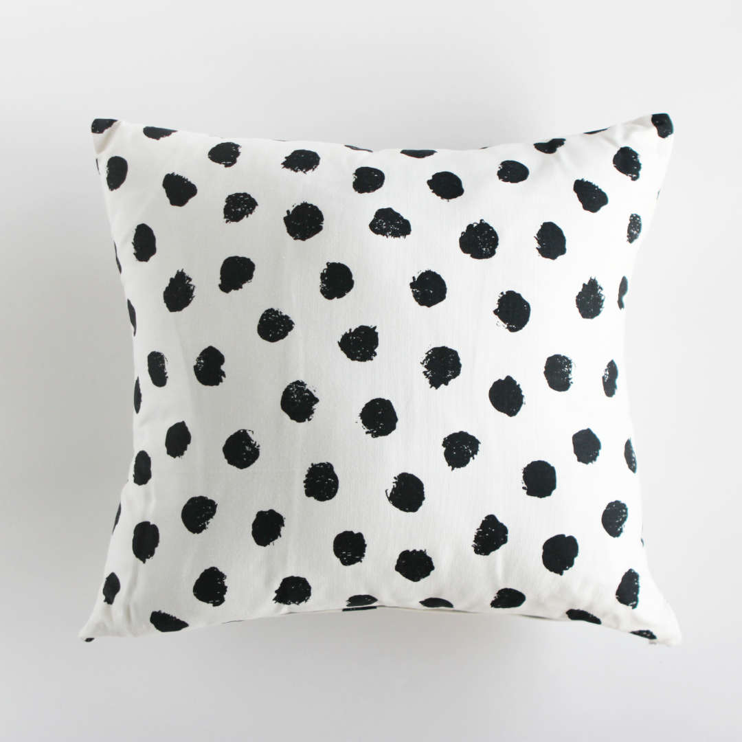 Black & White Polka Dot Throw Pillow, 18x18"
