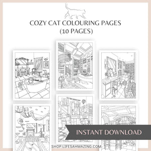 Cozy Cats Colouring Pages