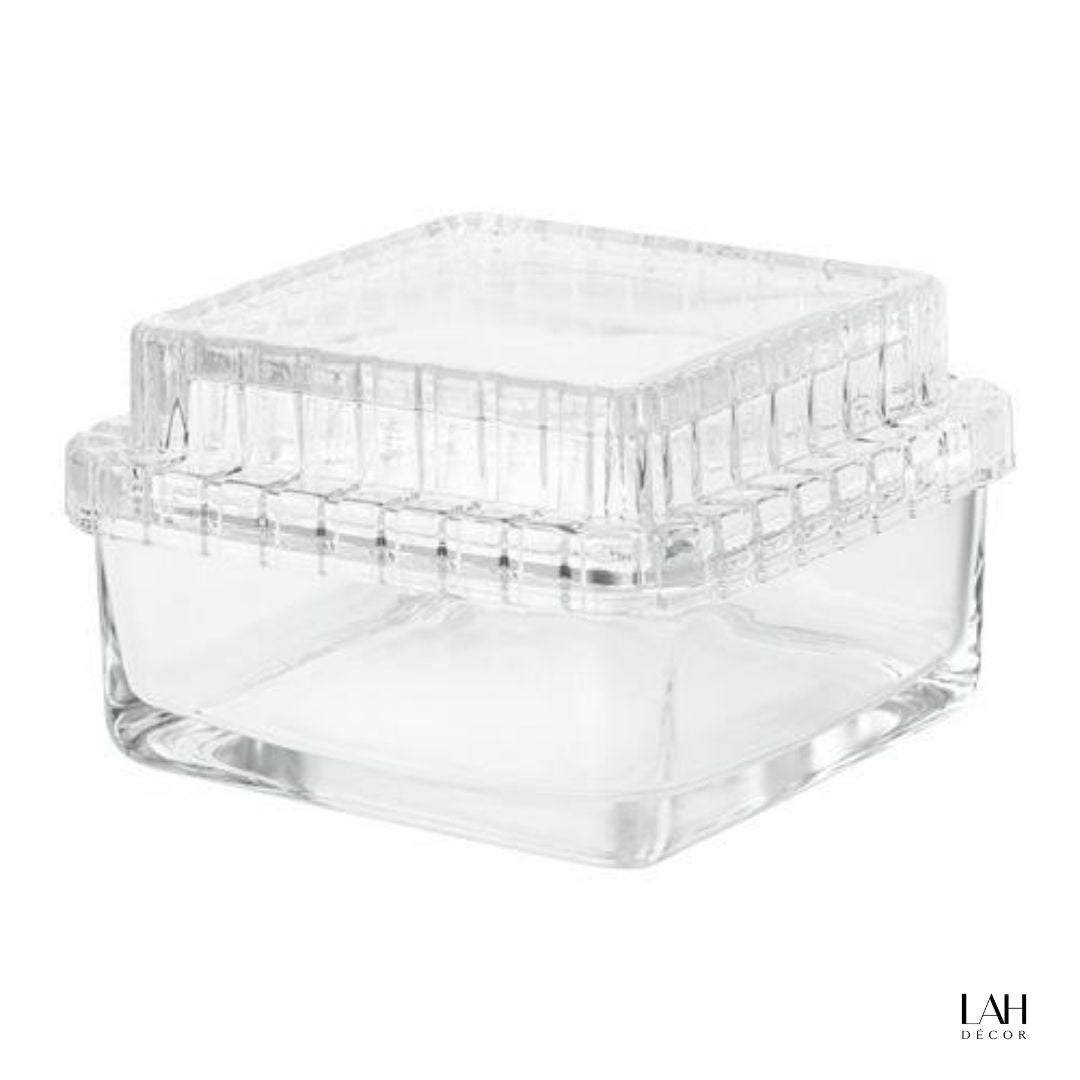 Glass Storage Box with Ribbed Lid