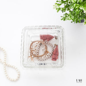 Glass Storage Box with Ribbed Lid
