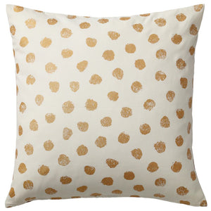 White and Gold Polka Dot Cotton Throw Pillow, 20x20"