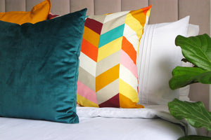 Multi-coloured Herringbone Cotton Throw Pillow, 20x20"