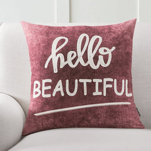 Hello Beautiful Throw Pillow, 18x18"