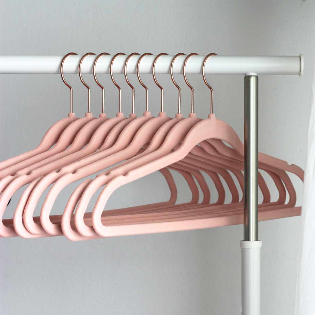 Velvet Hangers, Set of 50 Clothes Hanger with Rose Gold Swivel
