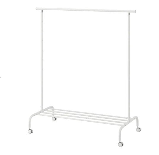 Clothing Rack with castors, White