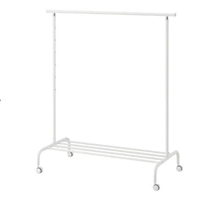 Clothing Rack with castors, White