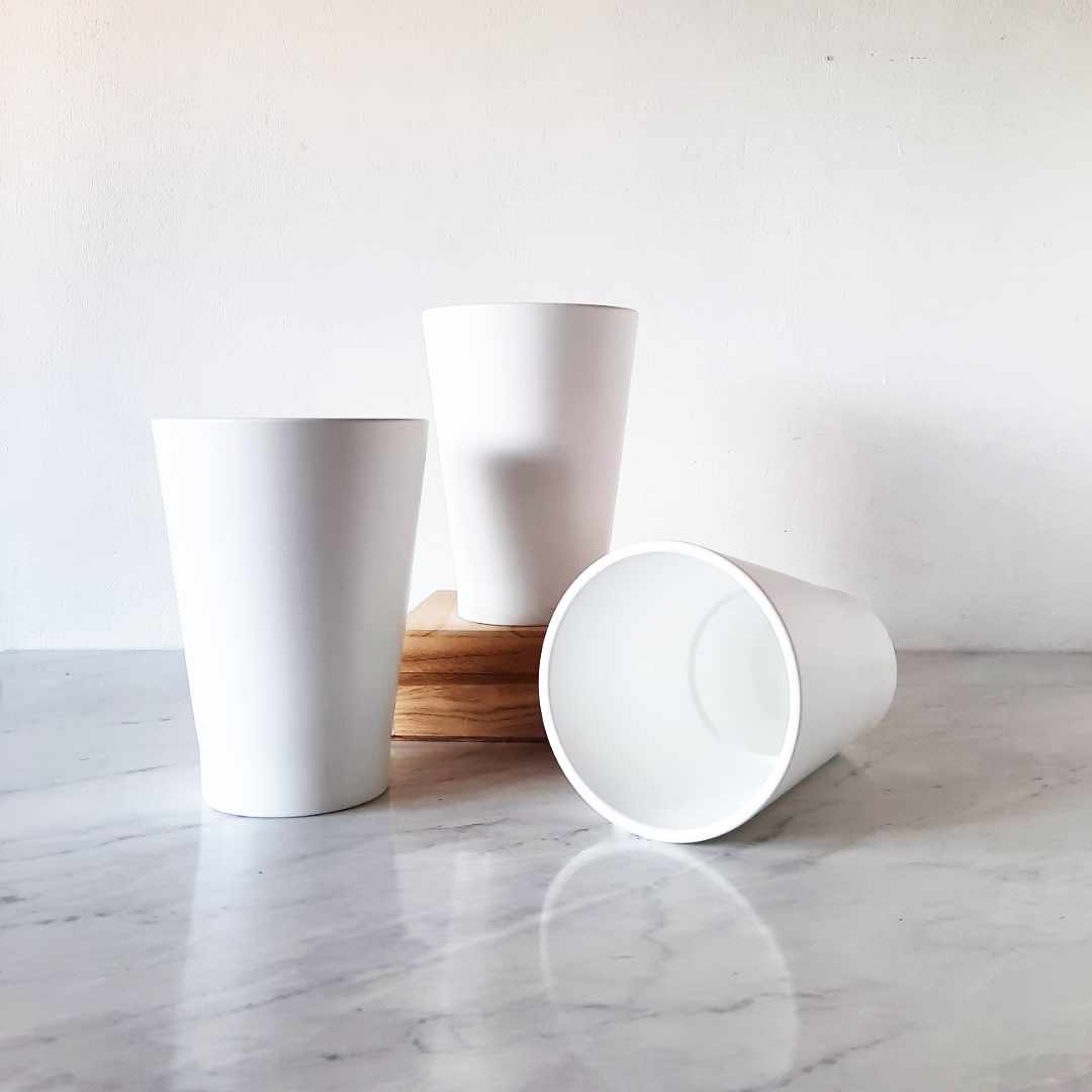 White Ceramic Plant Pot, Tall