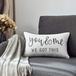 Load image into Gallery viewer, You and Me Embroidered Lumbar Throw Pillow, 12x20&quot;
