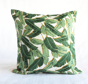 Tropical Banana Leaf Throw Pillow, 18x18"